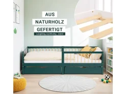 Homestyle4u Kinderbett 90x200 Holzbett mit Rausfallschutz Grün 2912