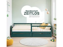 Homestyle4u Kinderbett 90x200 Holzbett mit Rausfallschutz Grün 2912