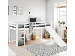 Homestyle4u Kinderbett 90x200 mit Lattenrost und Rutsche in Weiß 2254