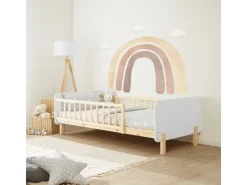 Homestyle4u Kinderbett 90x200 mit Raufallschutz Lattenrost Weiß 2604