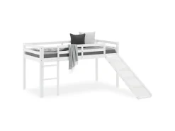 Homestyle4u Kinderbett 90x200 mit Rutsche in Weiß 1434