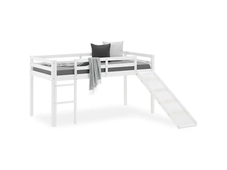 Homestyle4u Kinderbett 90x200 mit Rutsche in Weiß 1434