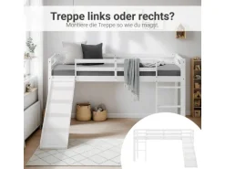 Homestyle4u Kinderbett 90x200 mit Rutsche in Weiß 1434