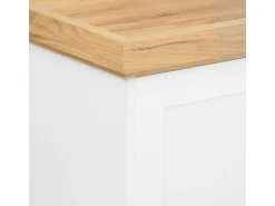 Homestyle4u Kommode Sideboard Eiche Matt Weiß Holz Massiv Schrank 134 cm