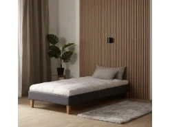 Homestyle4u Polsterbett mit Matratze 90x200 Grau