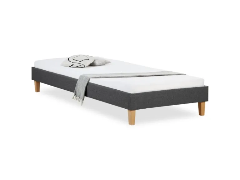 Homestyle4u Polsterbett mit Lattenrost 90x200 cm in Grau 1984
