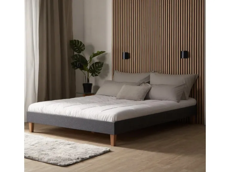 Homestyle4u Polsterbett mit Lattenrost 160x200 cm in Grau 1982