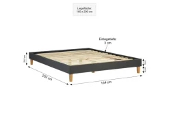 Homestyle4u Polsterbett mit Lattenrost 160x200 cm in Grau 1982