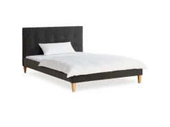Homestyle4u Polsterbett 140x200 cm mit Lattenrost Doppelbett Samt Anthrazit 2621