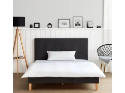 Homestyle4u Polsterbett 140x200 cm mit Lattenrost Doppelbett Samt Anthrazit 2621