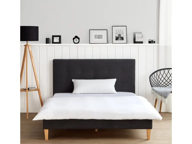 Homestyle4u Polsterbett 140x200 cm mit Lattenrost Doppelbett Samt Anthrazit 2621
