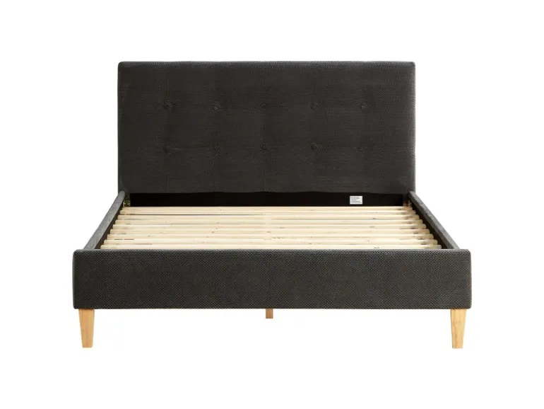 Homestyle4u Polsterbett 140x200 cm mit Lattenrost Doppelbett Samt Anthrazit 2621
