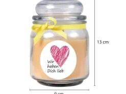 HS Candle Duftkerze & Bonbon Glas Herzen Gelb Vanille