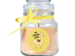 HS Candle Duftkerze & Bonbon Glas Comic Vanille Gelb