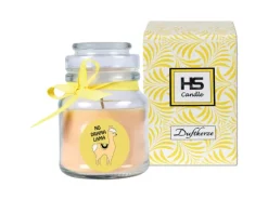 HS Candle Duftkerze & Bonbon Glas Comic Vanille Gelb