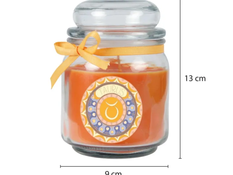 HS Candle Duftkerze & Glas Sternzeichen Honigmelone 70 Stunden Stier