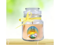 HS Candle Duftkerze & Glas Frohe Ostern Bonbon Ø7 cm Vanille Ostereier