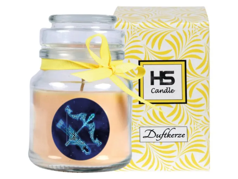 HS Candle Duftkerze & Glas Sternzeichen Vanille 30 Stunden Schütze