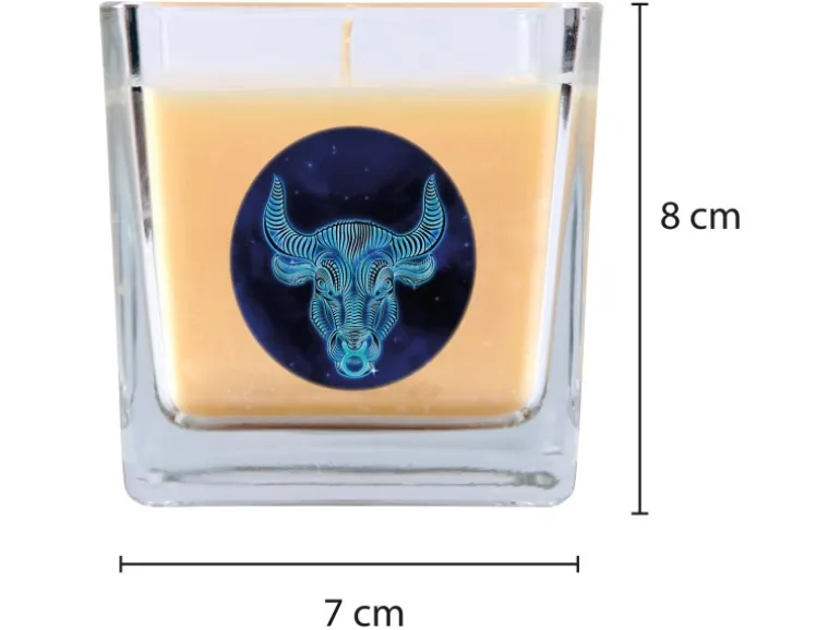 HS Candle Duftkerze & Glas Sternzeichen Vanille 50 Stunden Stier