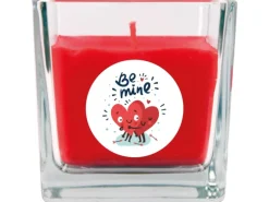 HS Candle Duftkerze & Glas Valentinstag Viereck 50h Be Mine