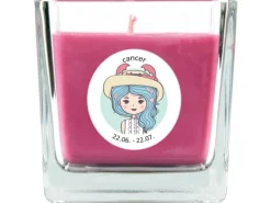 HS Candle Duftkerze & Glas Sternzeichen Lavendel 50 Stunden Krebs