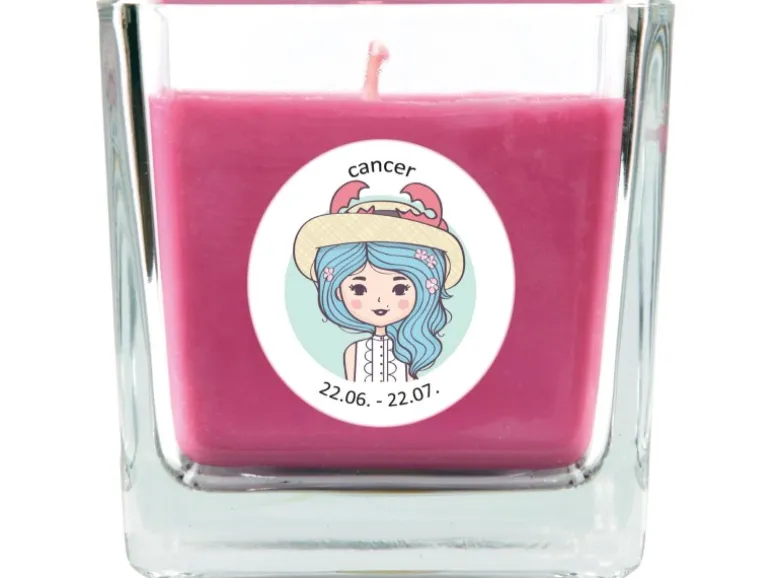 HS Candle Duftkerze & Glas Sternzeichen Lavendel 50 Stunden Krebs