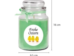 HS Candle Duftkerze & Glas Frohe Ostern Bonbon Ø10 cm Coconut Limes Küken