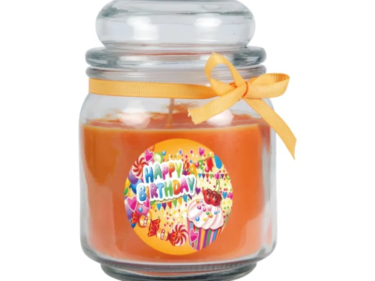 HS Candle Duftkerze & Glas Geburtstag Honigmelone Orange