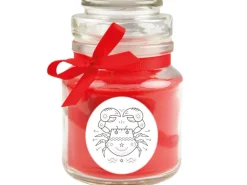 HS Candle Duftkerze & Glas Sternzeichen Rose 30 Stunden Krebs