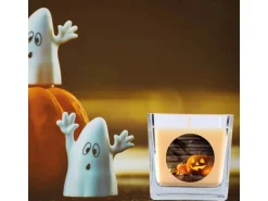 HS Candle Duftkerze & Glas Halloween Creme Bonbon 50h