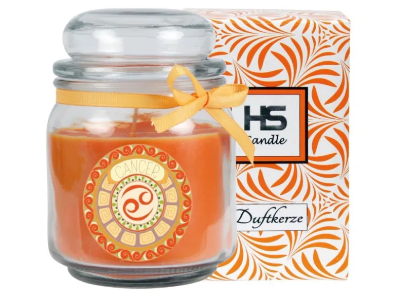 HS Candle Duftkerze & Glas Sternzeichen Honigmelone 70 Stunden Krebs