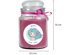HS Candle Duftkerze & Glas Sternzeichen Lavendel 110 Stunden Fische