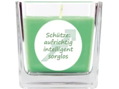 HS Candle Duftkerze & Glas Sternzeichen Coconut Limes 50 Stunden Schütze