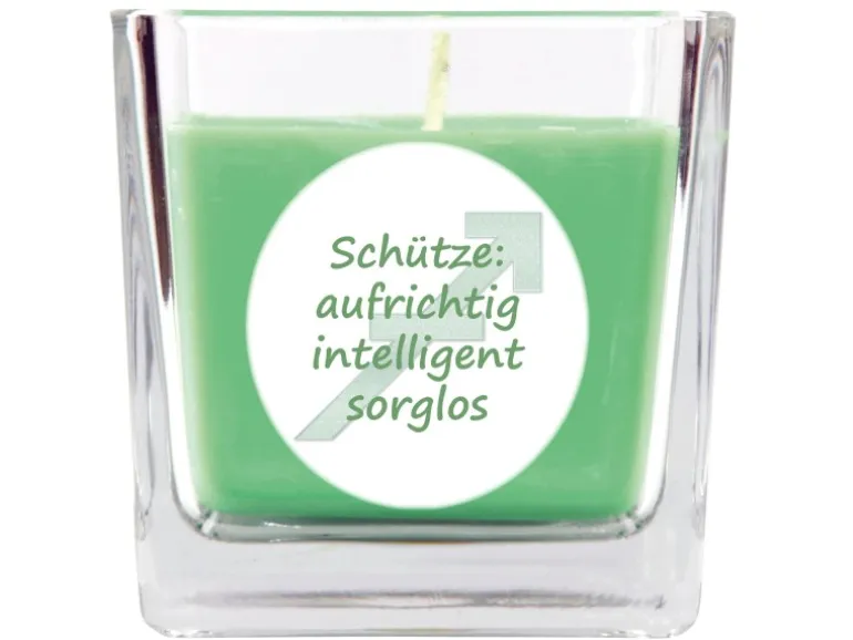 HS Candle Duftkerze & Glas Sternzeichen Coconut Limes 50 Stunden Schütze