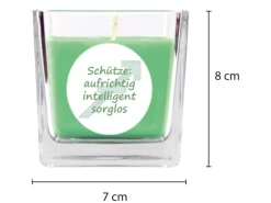 HS Candle Duftkerze & Glas Sternzeichen Coconut Limes 50 Stunden Schütze