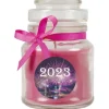 HS Candle Duftkerze & Glas Neujahr Lila Bonbon 30h