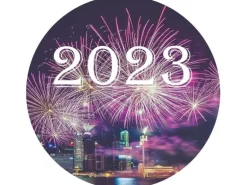 HS Candle Duftkerze & Glas Neujahr Lila Bonbon 30h