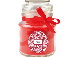 HS Candle Duftkerze & Glas Duft Schriftzug Bonbon Ø7 cm Rose