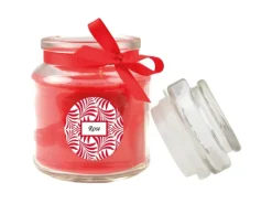HS Candle Duftkerze & Glas Duft Schriftzug Bonbon Ø7 cm Rose