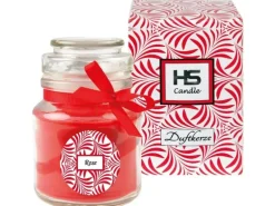 HS Candle Duftkerze & Glas Duft Schriftzug Bonbon Ø7 cm Rose