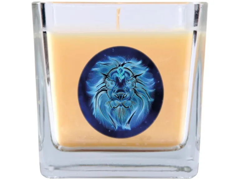 HS Candle Duftkerze & Glas Sternzeichen Vanille 50 Stunden Löwe