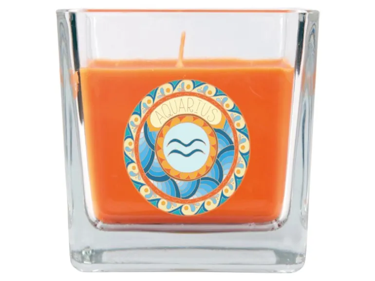 HS Candle Duftkerze & Glas Sternzeichen Honigmelone 50 Stunden Wassermann