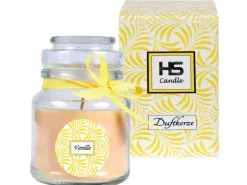 HS Candle Duftkerze & Glas Duft Schriftzug Bonbon Ø7 cm Vanille