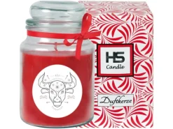 HS Candle Duftkerze & Glas Sternzeichen Rose 110 Stunden Stier