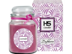 HS Candle Duftkerze & Glas Duft Schriftzug Bonbon Ø10 cm Lavendel