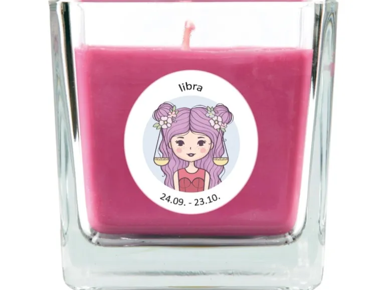HS Candle Duftkerze & Glas Sternzeichen Lavendel 50 Stunden Waage