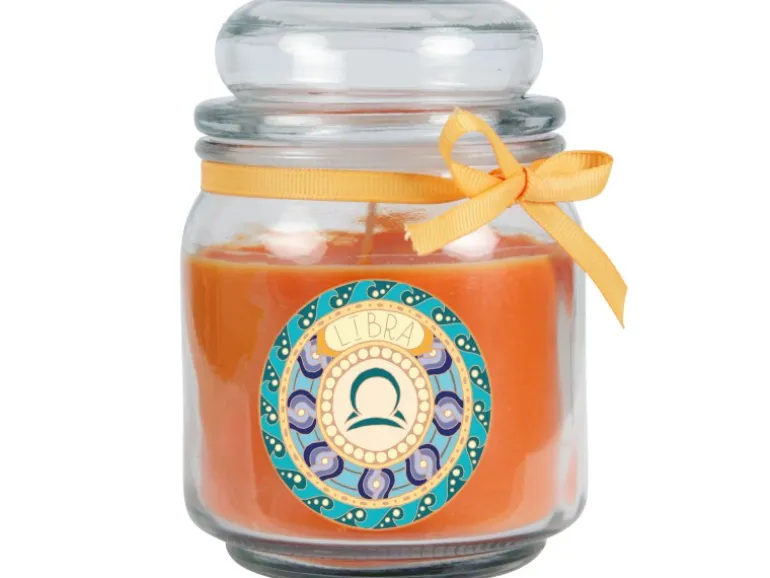 HS Candle Duftkerze & Glas Sternzeichen Honigmelone 70 Stunden Waage