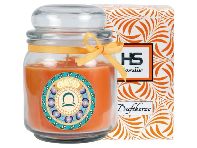 HS Candle Duftkerze & Glas Sternzeichen Honigmelone 70 Stunden Waage