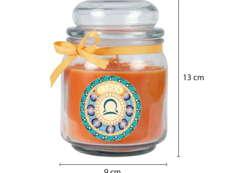 HS Candle Duftkerze & Glas Sternzeichen Honigmelone 70 Stunden Waage