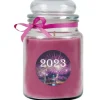 HS Candle Duftkerze & Glas Neujahr Lila Bonbon 110h